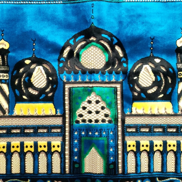 Vintage Turkish velvet Islamic Prayer Rug Mecca Mosque Tapestry Wall Hanging - Picture 2 of 16